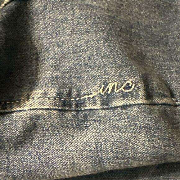 Inc Blue Denim Stretch Cutout Leopard Print Straight Leg Regular Fit Y2K Jean - Picture 7 of 7